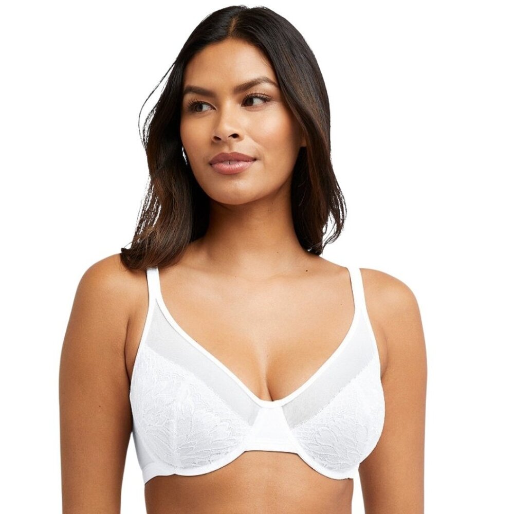 Bali Womens One Smooth U Lace Minimizer Bra DF3386 White Size 38D NWT